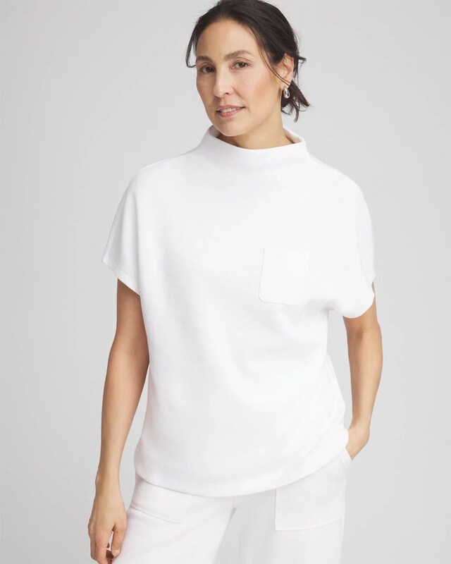 Zenergy Beach Slub Funnel Neck Pullover Top - image 1